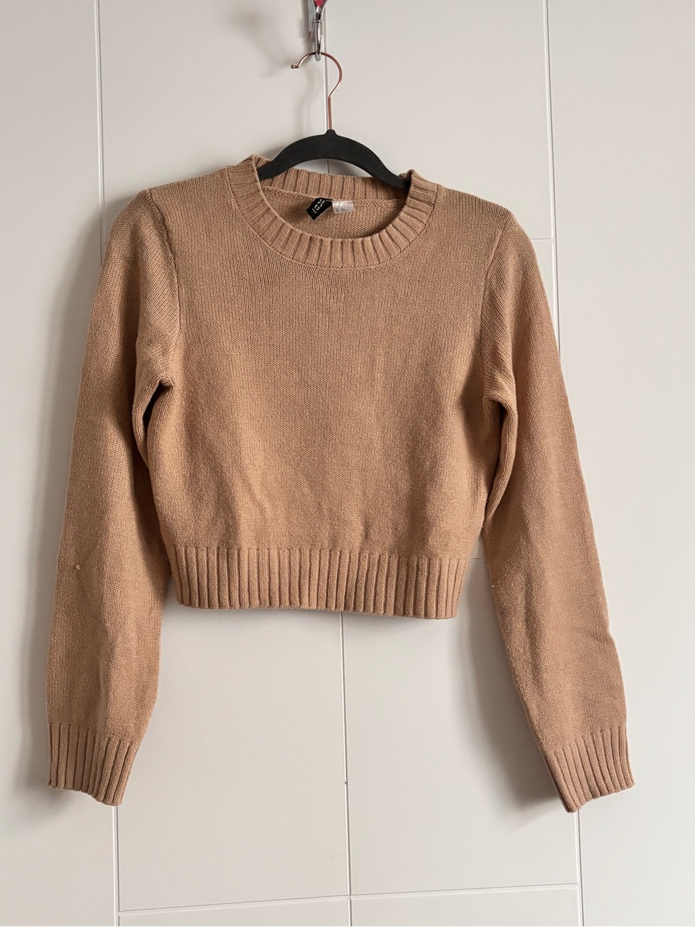3/$45 Cropped Crewneck Sweater in Camel